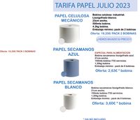 TARIFA PAPEL JULIO 2023